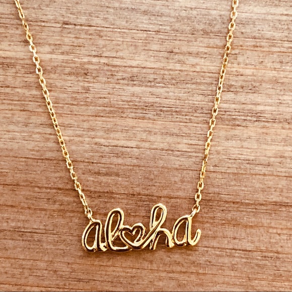 Jewelry - Aloha heart necklace-Gold tone